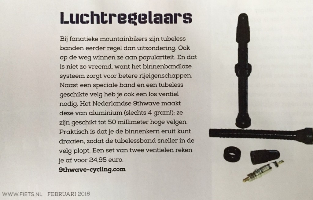 wistio tubeless valve recommend by netherlands magazine